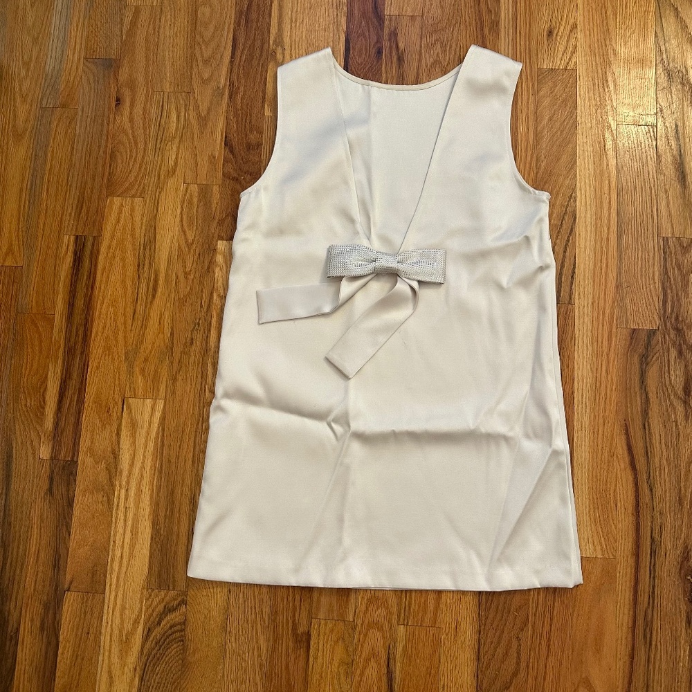 💎 H&M Sleeveless Satin Dress with Rhinestone Bow – Size Small